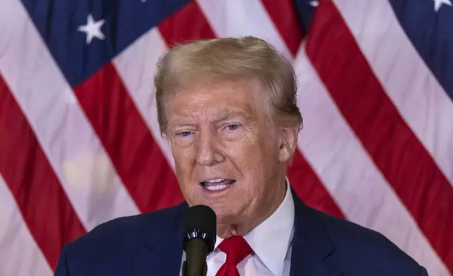 Republican presidential nominee former President Donald Trump speaks during a news conference held at Trump Tower, Friday, Sept., 6, 2024. (AP Photo/Stefan Jeremiah)