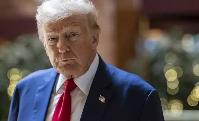 Republican presidential nominee former President Donald Trump arrives for a news conference held at Trump Tower, Friday, Sept., 6, 2024, in New York. (AP Photo/Stefan Jeremiah)