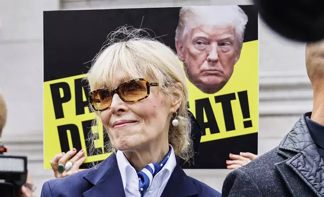 E. Jean Carroll exits the New York Federal Court, Friday, Sept. 6, 2024, after former President Donald Trump appeared in court, in New York. (AP Photo/Eduardo Munoz Alvarez)