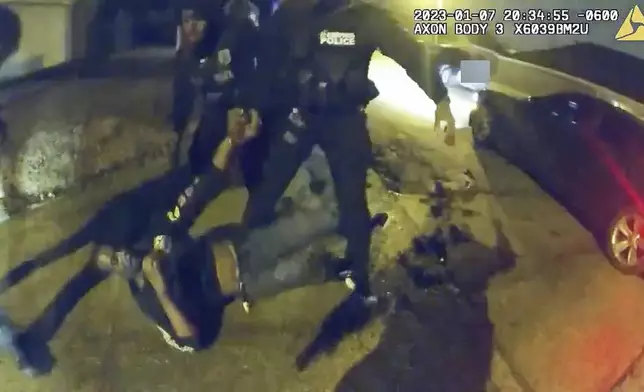 FILE - The image from video released on Jan. 27, 2023, by the City of Memphis, shows Tyre Nichols during a brutal attack by five Memphis police officers on Jan. 7, 2023, in Memphis, Tenn. (City of Memphis via AP, File)