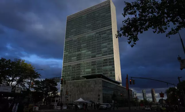 The UN headquarters during the 79th session of the United Nations General Assembly, Tuesday, Sept. 24, 2024, in New York. (AP Photo/Julia Demaree Nikhinson)