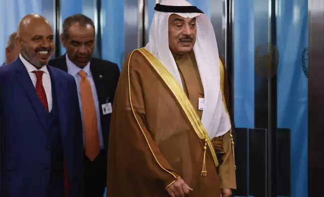 Sheikh Sabah Al-Khaled, crown prince of Kuwait, arrives for the 79th session of the United Nations General Assembly, Tuesday, Sept. 24, 2024, at UN headquarters. (AP Photo/Stefan Jeremiah)