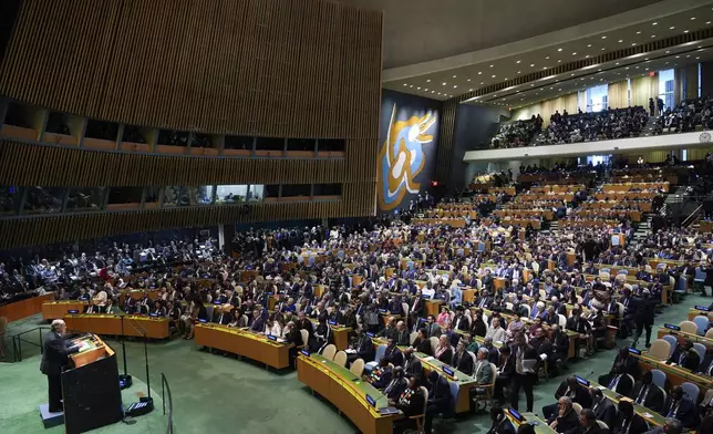 United Nations Secretary-General António Guterres addresses the 79th session of the United Nations General Assembly at United Nations headquarters, Tuesday, Sept. 24, 2024. (AP Photo/Seth Wenig)