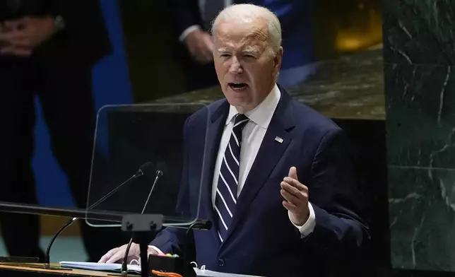 United States President Joe Biden addresses the 79th session of the United Nations General Assembly, Tuesday, Sept. 24, 2024, at UN headquarters. (AP Photo/Manuel Balce Ceneta)