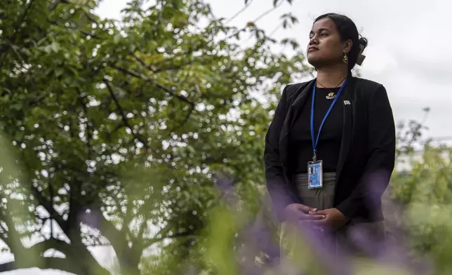 Grace Malie poses for a photo Monday, Sept. 23, 2024, at the United Nations headquarters. (AP Photo/Julia Demaree Nikhinson)