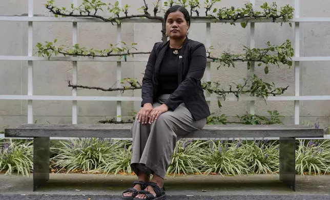 Grace Malie poses for a photo Monday, Sept. 23, 2024, at the United Nations headquarters. (AP Photo/Julia Demaree Nikhinson)