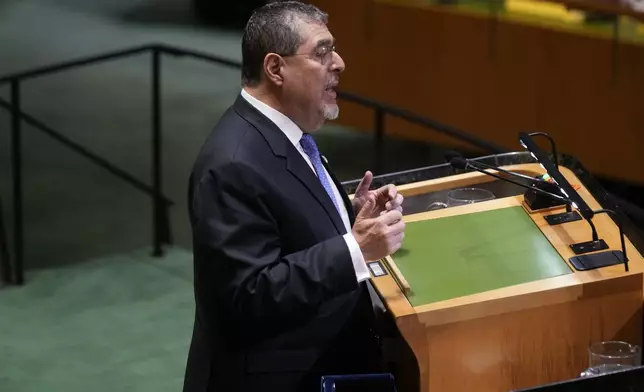 César Bernardo Arévalo de León, President of Guatemala, addresses the 79th session of the United Nations General Assembly at United Nations headquarters, Tuesday, Sept. 24, 2024. (AP Photo/Seth Wenig)