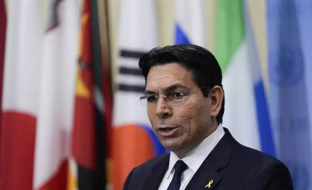 Israel's ambassador to the United Nations Danny Danon speaks at a news conference during the 79th session of the United Nations General Assembly, Tuesday, Sept. 24, 2024, at the UN headquarters. (AP Photo/Julia Demaree Nikhinson)