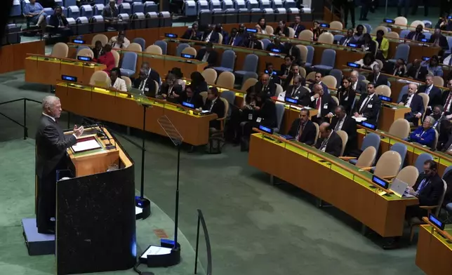 Jordan's King Abdullah II addresses the 79th session of the United Nations General Assembly at United Nations headquarters, Tuesday, Sept. 24, 2024. (AP Photo/Seth Wenig)