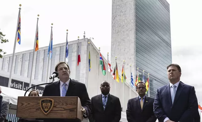 Interim New York Police Commissioner Thomas G. Donlon speaks at a news conference outside the United Nations Headquarters, Friday Sept. 20, 2024. (AP Photo/Stefan Jeremiah)