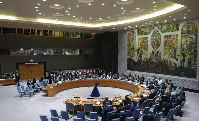 The Security Council meets to discuss Lebanon, Wednesday, Sept. 25, 2024, at U.N. headquarters. (AP Photo/Frank Franklin II)