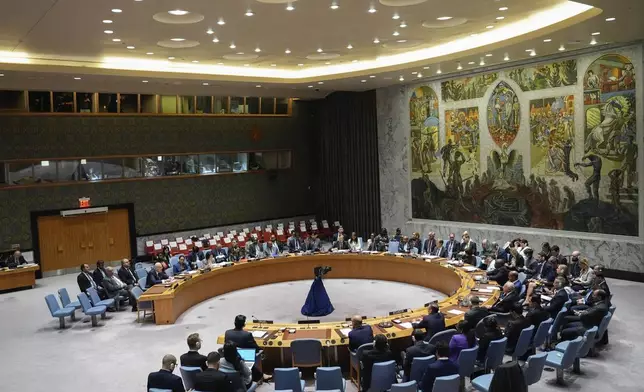 Lebanon's Prime Minister Najib Mikati speaks during a meeting of the Security Council, Wednesday, Sept. 25, 2024, at U.N. headquarters. (AP Photo/Frank Franklin II)