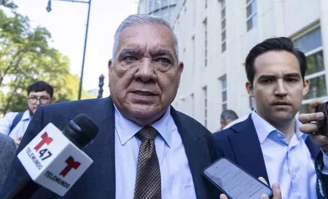 Frank Perez, attorney for longtime drug cartel leader Ismael “El Mayo” Zambada, leaves Brooklyn federal court after Zambada's arraignment Friday, Sept. 13, 2024, in New York. (AP Photo/Corey Sipkin)