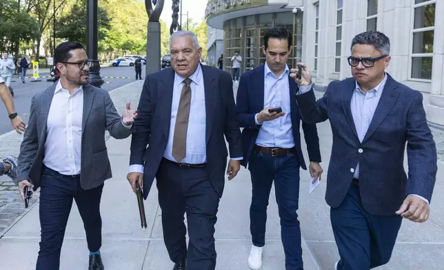 Frank Perez, attorney for longtime drug cartel leader Ismael “El Mayo” Zambada, leaves Brooklyn federal court after Zambada's arraignment Friday, Sept. 13, 2024, in New York. (AP Photo/Corey Sipkin)