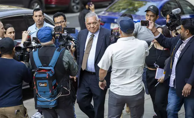 Frank Perez, attorney for longtime drug cartel leader Ismael “El Mayo” Zambada, leaves Brooklyn federal court after Zambada's arraignment Friday, Sept. 13, 2024, in New York. (AP Photo/Corey Sipkin)