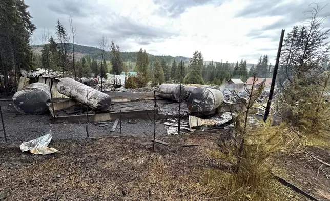 This photo provided by the Idaho State Fire Marshal’s Office taken on Sept. 13, 2024, shows the aftermath of the Sept. 11, explosion and fire at a gas station in the small mountain community of Cardiff, Idaho. (Idaho State Fire Marshal’s Office via AP)