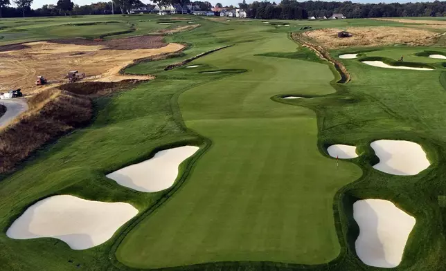 This is the twelfth green at Oakmont Country Club, in Oakmont, Pa., on Monday, Sept. 16, 2024. (AP Photo/Gene J. Puskar)