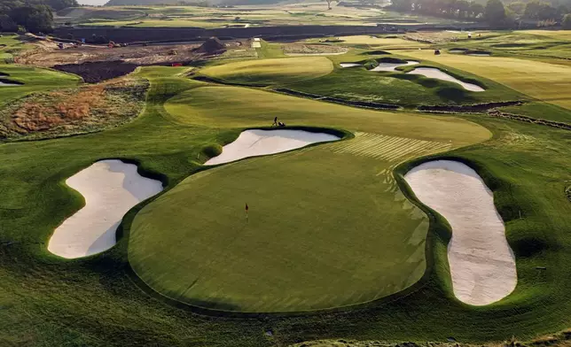 This is the eleventh green at Oakmont Country Club, in Oakmont, Pa., on Monday, Sept. 16, 2024. (AP Photo/Gene J. Puskar)