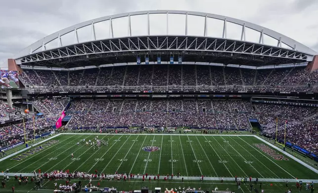 A general view of Lumen Field as Washington State plays Washington during the first half of an NCAA college football game, Saturday, Sept. 14, 2024, in Seattle. (AP Photo/Lindsey Wasson)