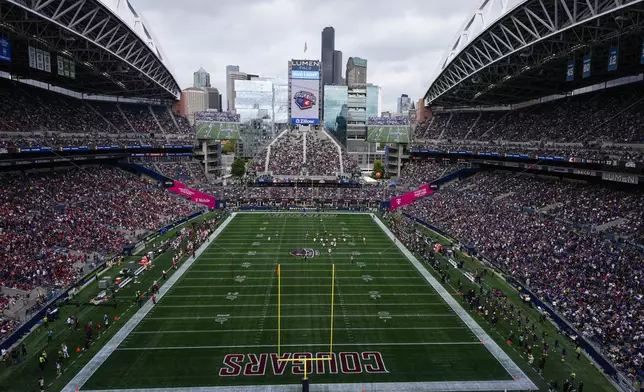 A general view of Lumen Field as Washington State plays Washington during the first half of an NCAA college football game, Saturday, Sept. 14, 2024, in Seattle. (AP Photo/Lindsey Wasson)