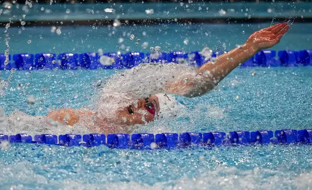 Jack O'Neil from the U.S. competes in the men's 100 m. backstroke swimming competition during the 2024 Paralympics, Saturday, Aug. 31, 2024, in Paris, France. (AP Photo/Michel Euler)