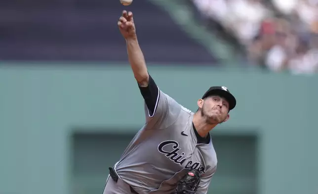 Chicago White Sox's Chris Flexen delivers a pitch to a Boston Red Sox batter in the first inning of a baseball game, Sunday, Sept. 8, 2024, in Boston. (AP Photo/Steven Senne)