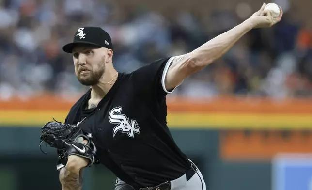 Chicago White Sox's Garrett Crochet pitches against the Detroit Tigers during the second inning of a baseball game Friday, Sept. 27, 2024, in Detroit. (AP Photo/Duane Burleson)