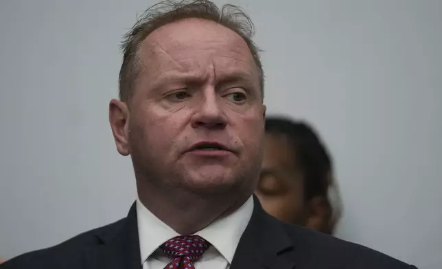 Attorney Todd Mathews speaks during a press conference regarding a lawsuit alleging that more than 200 men and women were sexually abused as children while in custody at juvenile detention centers in Illinois, Tuesday, Sept. 24, 2024, in Chicago. (AP Photo/Erin Hooley)