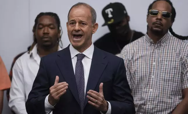 Attorney Jerome Block speaks during a press conference regarding a lawsuit alleging that more than 200 men and women were sexually abused as children while in custody at juvenile detention centers in Illinois, Tuesday, Sept. 24, 2024, in Chicago. (AP Photo/Erin Hooley)