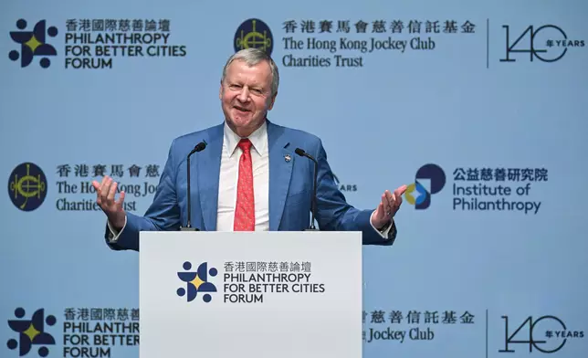 The Hong Kong Jockey Club Chief Executive Officer and Director of the Institute of Philanthropy, Winfried Engelbrecht-Bresges, delivers closing remarks at the Philanthropy for Better Cities Forum 2024.