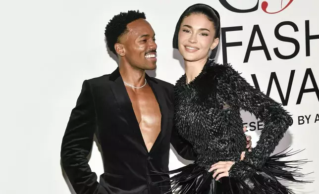 Carter Gregory, left, and Kylie Jenner attend the CFDA Fashion Awards at the American Museum of Natural History on Monday, Oct. 28, 2024, in New York. (Photo by Evan Agostini/Invision/AP)