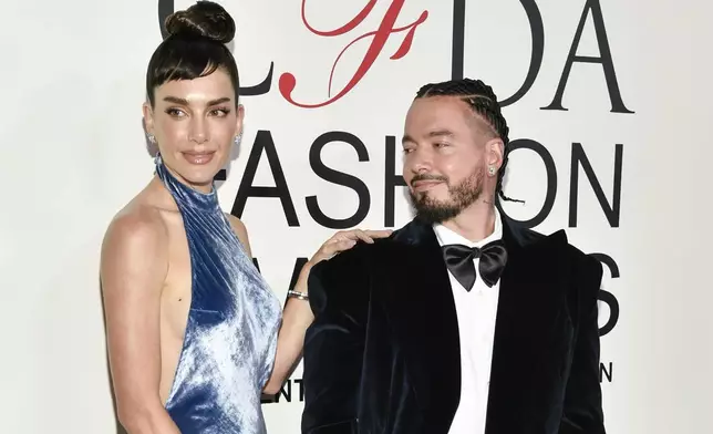 Valentina Ferrer, left, and J Balvin attend the CFDA Fashion Awards at the American Museum of Natural History on Monday, Oct. 28, 2024, in New York. (Photo by Evan Agostini/Invision/AP)