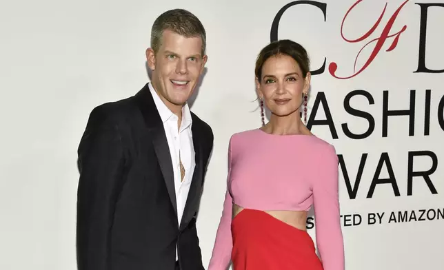 Wes Gordon, left, and Katie Holmes attend the CFDA Fashion Awards at the American Museum of Natural History on Monday, Oct. 28, 2024, in New York. (Photo by Evan Agostini/Invision/AP)