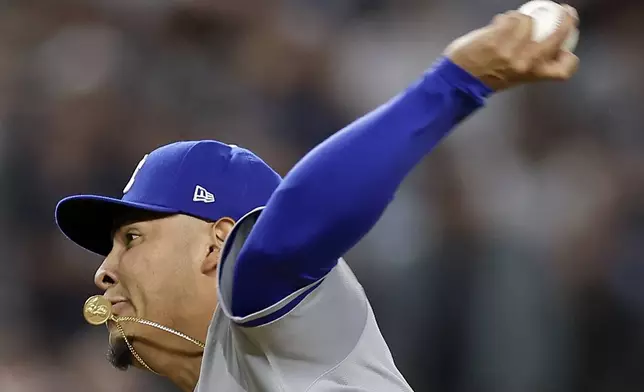 Kansas City Royals pitcher Angel Zerpa (61) delivers against the New York Yankees during the fifth inning of Game 1 of the American League baseball division series, Saturday, Oct. 5, 2024, in New York. (AP Photo/Adam Hunger)