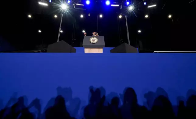 Democratic presidential nominee Vice President Kamala Harris speaks during a campaign event at Lakewood Amphitheatre, Saturday, Oct. 19, 2024, in Atlanta. (AP Photo/Jacquelyn Martin)