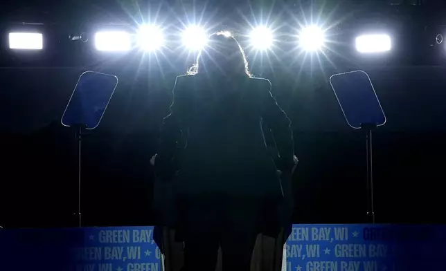 Democratic presidential nominee Vice President Kamala Harris speaks during a campaign rally at the Resch Expo in Green Bay, Wis., Thursday, Oct. 17, 2024. (AP Photo/Jacquelyn Martin)