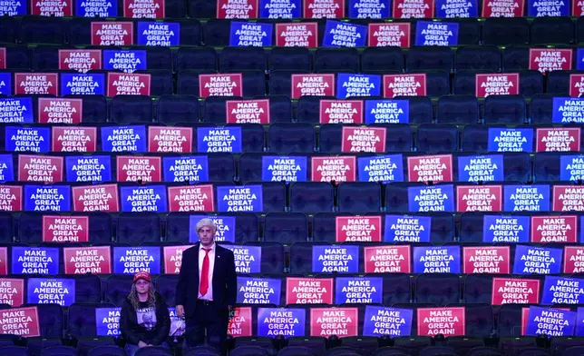 Supporters of Republican presidential nominee former President Donald Trump are pictured before the start of a campaign rally at Madison Square Garden, Sunday, Oct. 27, 2024, in New York. (AP Photo/Evan Vucci)