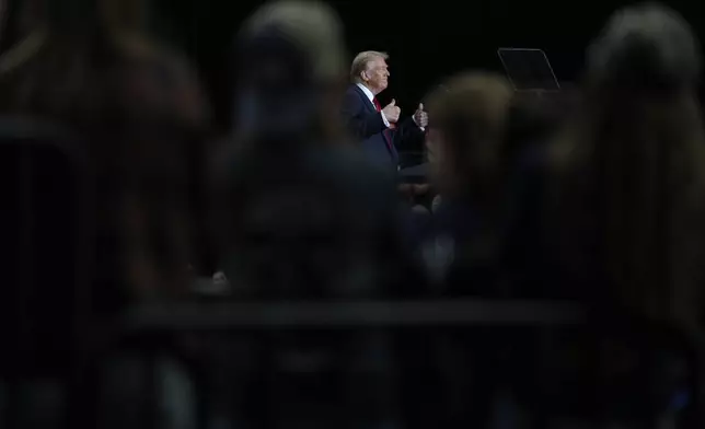 Republican presidential nominee former President Donald Trump speaks at a campaign rally at Riverfront Sports, Wednesday, Oct. 9, 2024, in Scranton, Pa. (AP Photo/Julia Demaree Nikhinson)