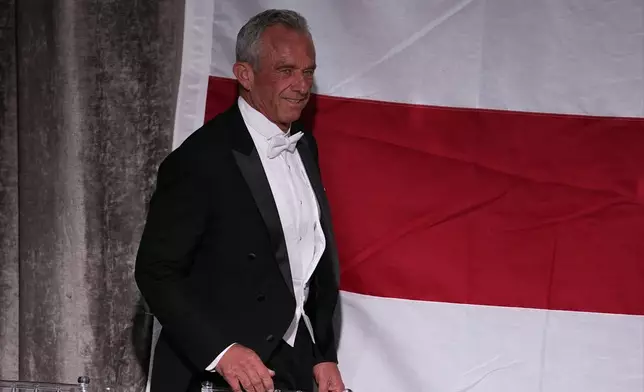 Robert F. Kennedy Jr., arrives for the 79th annual Alfred E. Smith Memorial Foundation Dinner, Thursday, Oct. 17, 2024, in New York. (AP Photo/Julia Demaree Nikhinson)