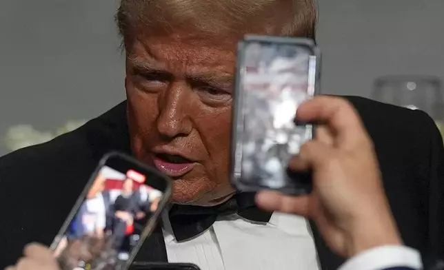 Republican presidential nominee former President Donald Trump speaks at the 79th annual Alfred E. Smith Memorial Foundation Dinner, Thursday, Oct. 17, 2024, in New York. (AP Photo/Julia Demaree Nikhinson)