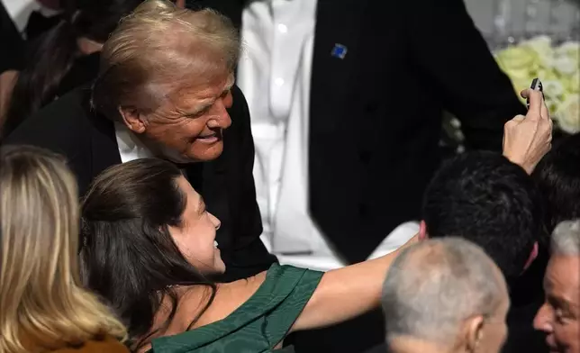 Republican presidential nominee former President Donald Trump poses for a photo at the 79th annual Alfred E. Smith Memorial Foundation Dinner, Thursday, Oct. 17, 2024, in New York. (AP Photo/Julia Demaree Nikhinson)