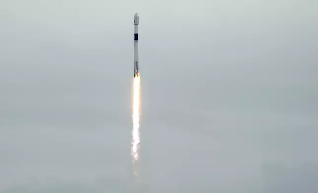 A SpaceX Falcon 9 rocket lifts off from the Cape Canaveral Space Force Station, Monday, Oct. 7, 2024 at Cape Canaveral, Fla., carrying a European spacecraft to an asteroid. (AP Photo/John Raoux)