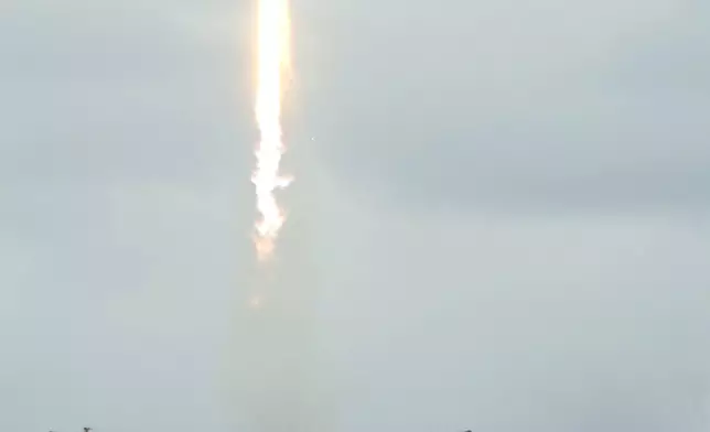 A SpaceX Falcon 9 rocket lifts off from the Cape Canaveral Space Force Station, Monday, Oct. 7, 2024 at Cape Canaveral, Fla., carrying a European spacecraft to an asteroid. (AP Photo/John Raoux)