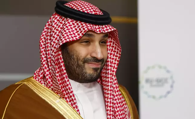 Saudi Arabia's Prime Minister and Crown Prince Mohammed bin Salman bin Abdulaziz Al Saud arrives for an EU-Gulf Cooperation Council meeting at the European Council building in Brussels, Belgium, Wednesday, Oct. 16, 2024. (Johanna Geron, Pool Photo via AP)