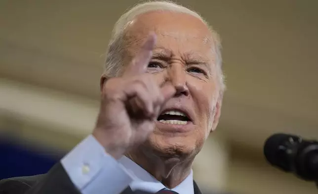 President Joe Biden delivers remarks on lowering the cost of prescription drugs, at NHTI Concord Community College, Tuesday, Oct. 22, 2024, in Concord, N.H. (AP Photo/Manuel Balce Ceneta)