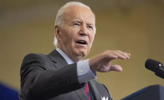 President Joe Biden delivers remarks on lowering the cost of prescription drugs, at NHTI Concord Community College, Tuesday, Oct. 22, 2024, in Concord, N.H. (AP Photo/Manuel Balce Ceneta)