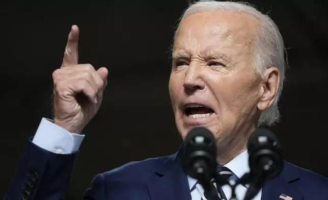 President Joe Biden speaks at an event at the Milwaukee Department of Public Works in Milwaukee, Tuesday, Oct. 8, 2024, to discuss his administration's progress in replacing lead pipes in Wisconsin and across the country. (AP Photo/Susan Walsh)