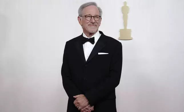 FILE - Steven Spielberg arrives at the Oscars, March 10, 2024, in Los Angeles. (AP Photo/Ashley Landis, File)