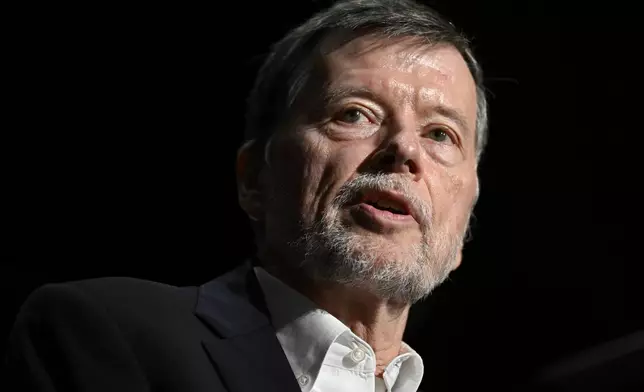 FILE - Historical documentarian Ken Burns addresses and conducts a question and answer session, June 11, 2024 in College Park. (AP Photo/John McDonnell, File)