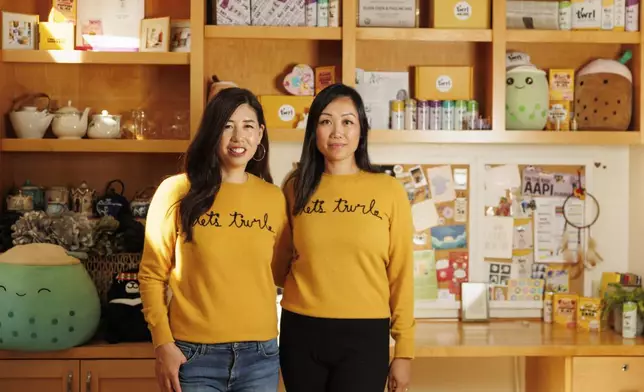 Twrl co-founders Olivia Chen and Pauline Ang pose for a portrait on Monday, Oct. 21, 2024, in Palo Alto, Calif. (AP Photo/Juliana Yamada)